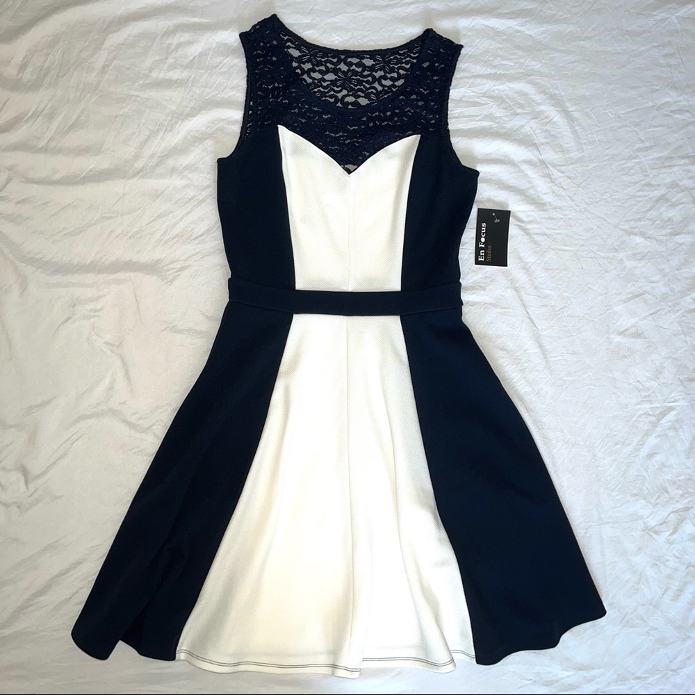 Navy and White Flowy Dress NWT